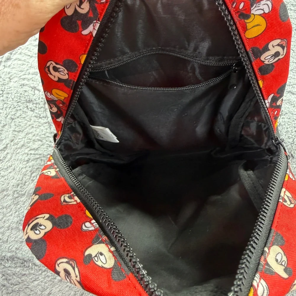 Disney Mickey Mouse Mini Backpack Red All Over Print Canvas School Travel Bag